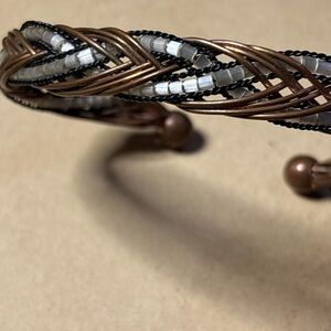 Elegant Copper and Silver Braided Bracelet
